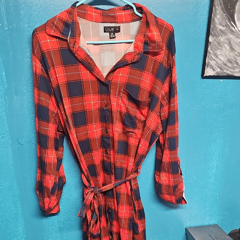 Love Brand Red and Black Plaid Shirt